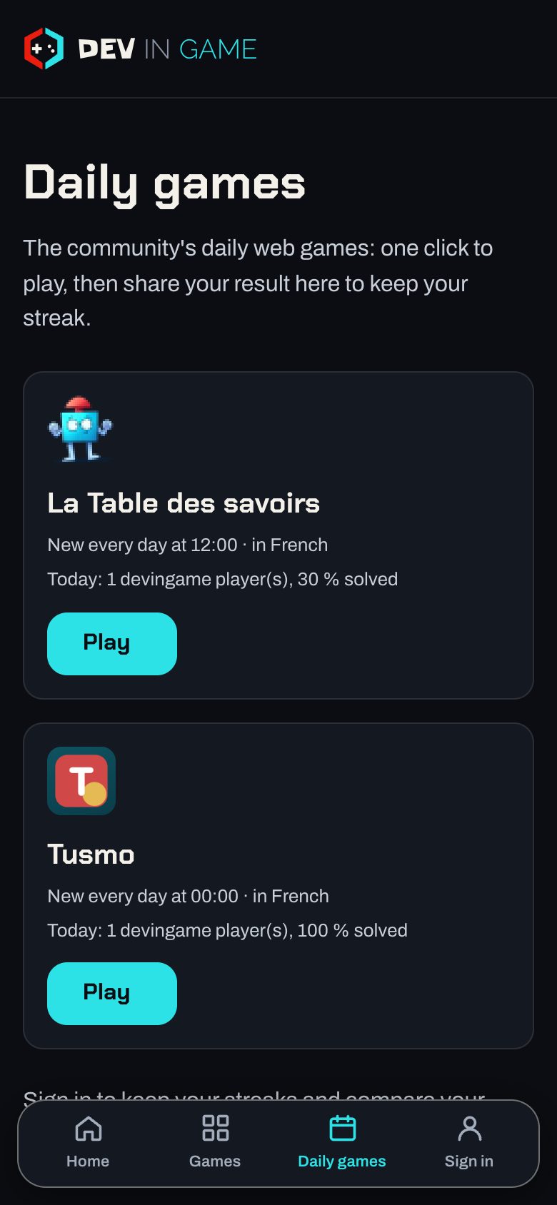 Daily games