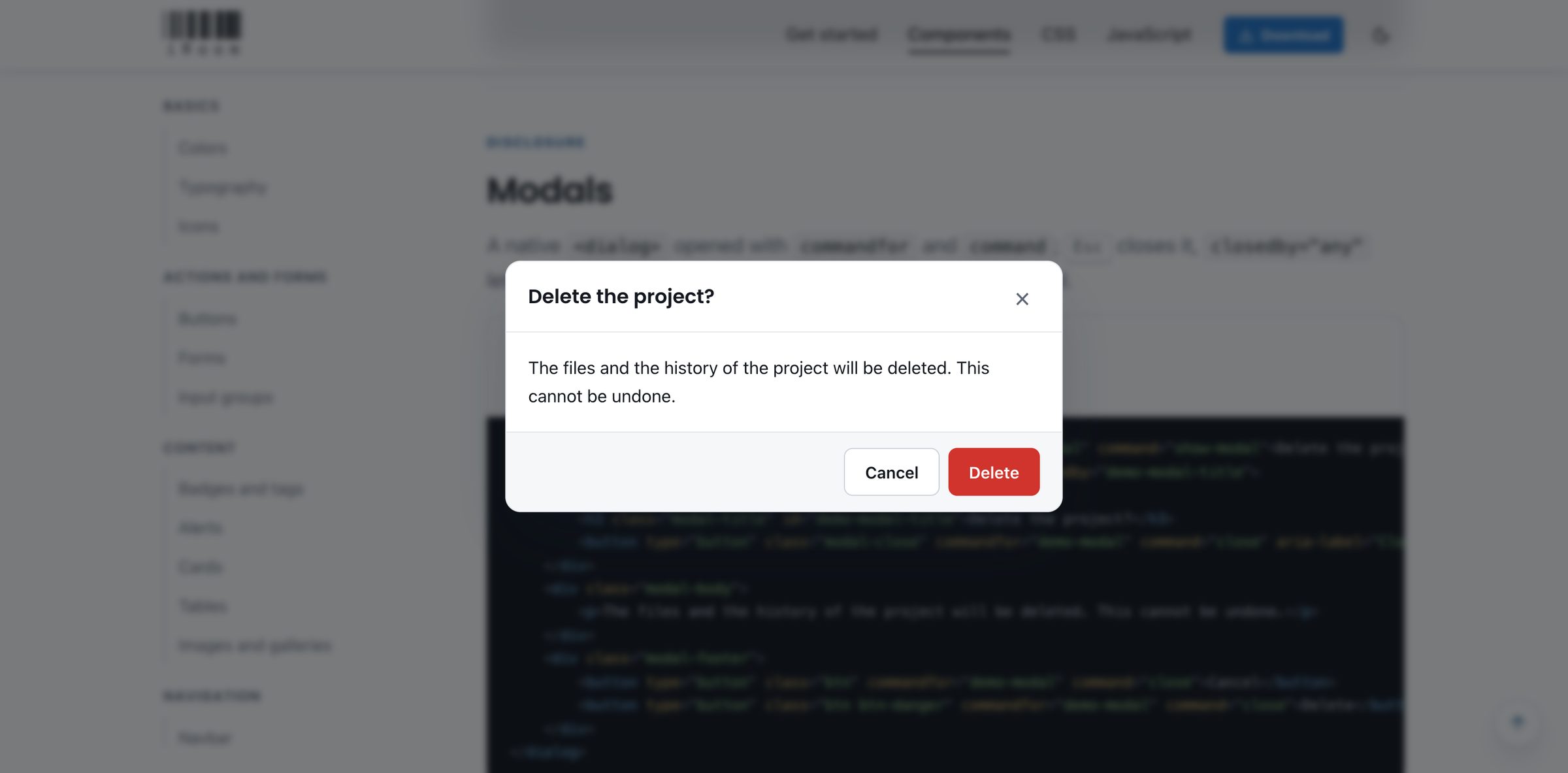 A native dialog opened with commandfor: Esc or a click outside closes it