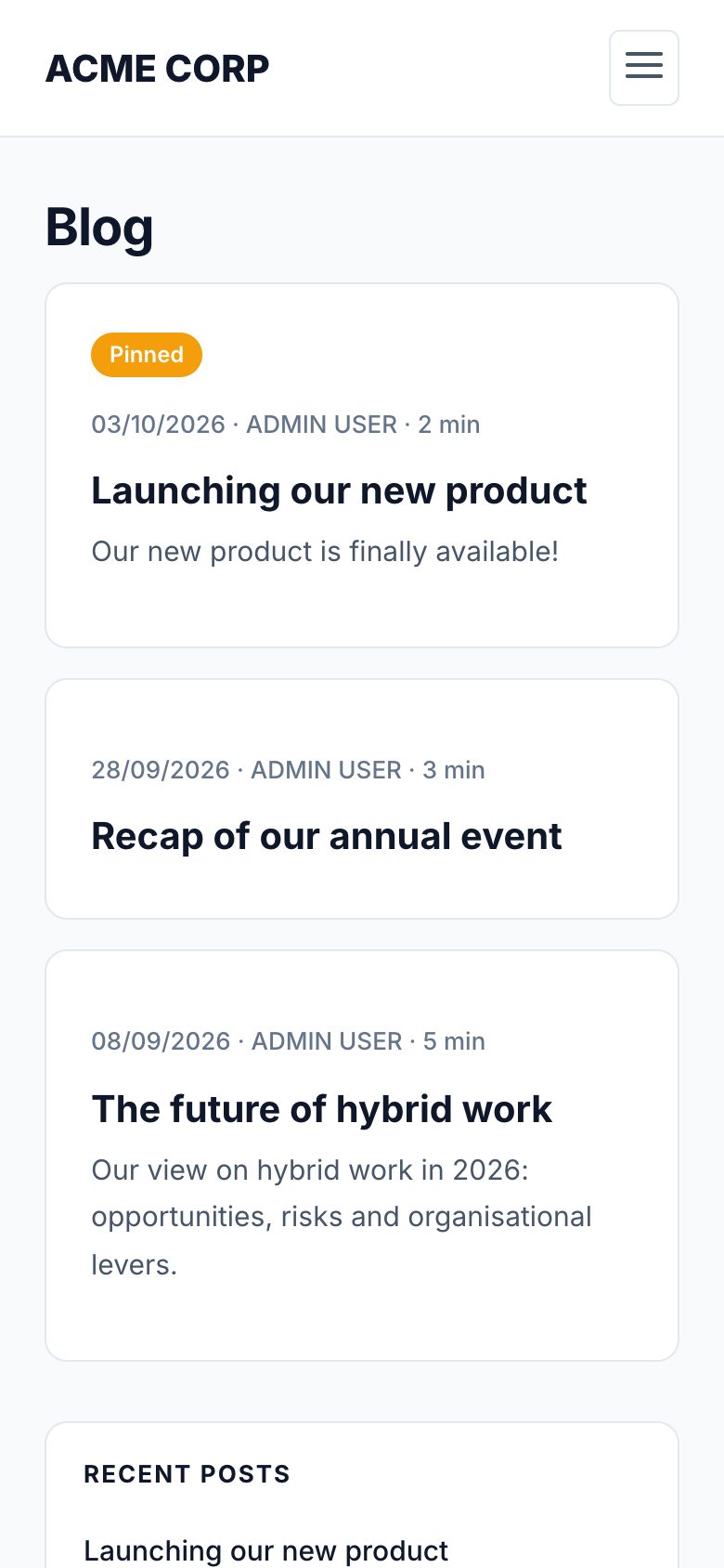 Tenant blog